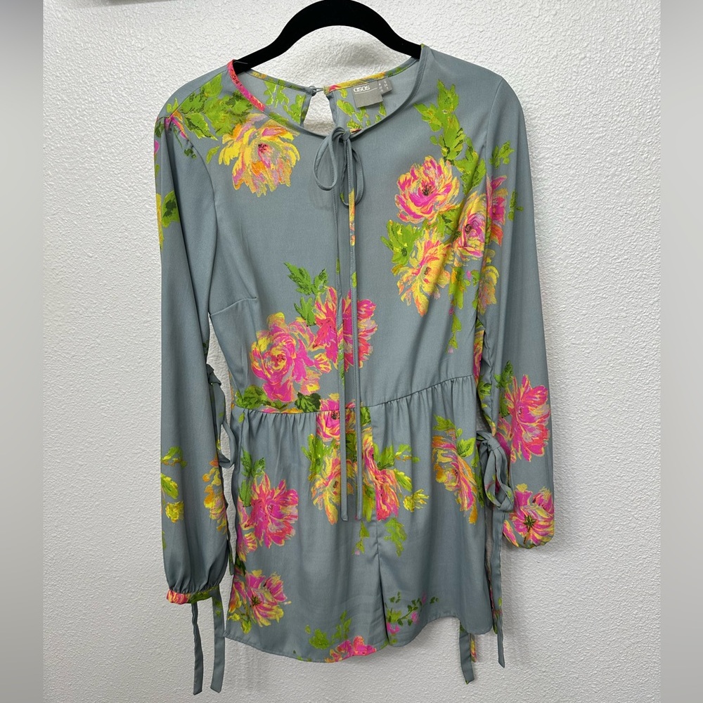 ASOS Long Sleeve Multicolored Floral Romper